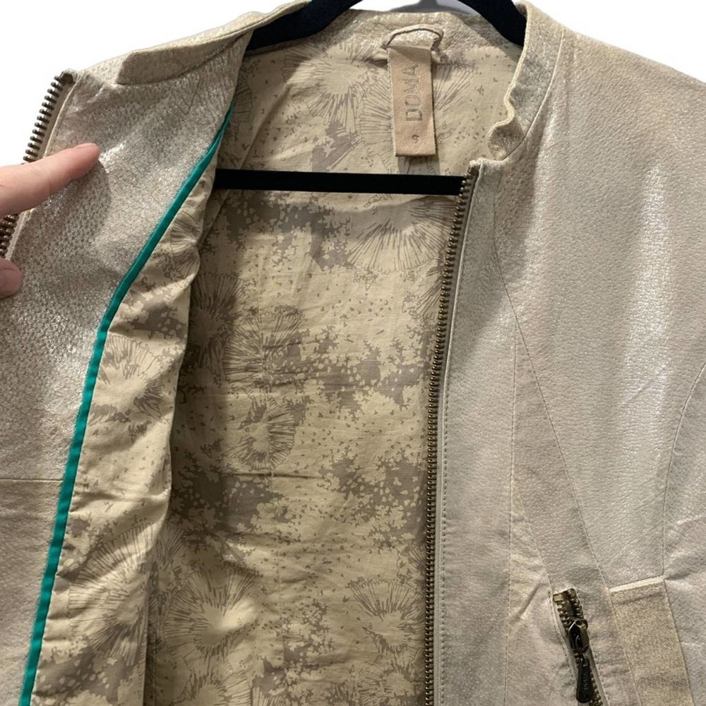 Doma Metallic Leather Motor Jacket Gold Silver Genuine Leather soft S - Picture 6 of 10